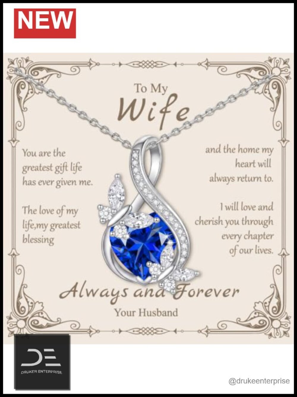 Butterfly Infinity Heart Birthstone Pendant Necklace 925 Sterling Silver 18K